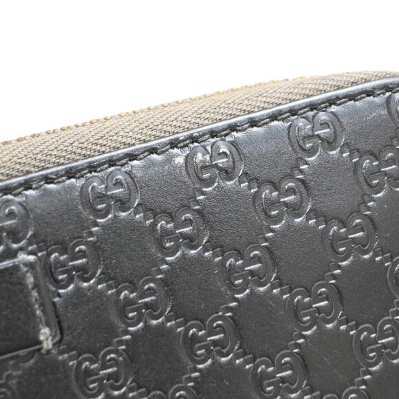 GUCCI Micro Guccissima GG Pattern Long Zipper Wallet Leather Black Gold 31KB287 - Picture 9 of 13